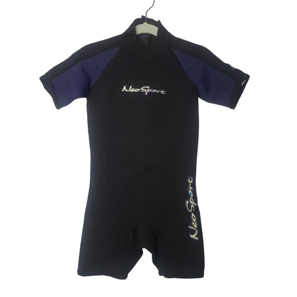 NeoSport 2mm Child Shorty 6 Black Navy Blue Neoprene Westsuit Childrens Size 6 - Picture 5 of 5